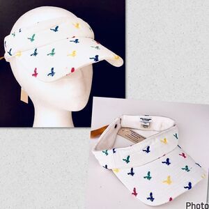 NWT American Eagle Vintage Y2K White Visor w/ Colorful embroidered Eagles